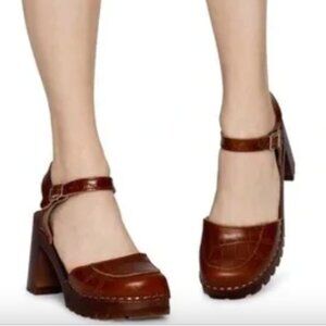 Rare NIB Swedish Hasbeens Wooden Leather Clog Sandals "Baby"